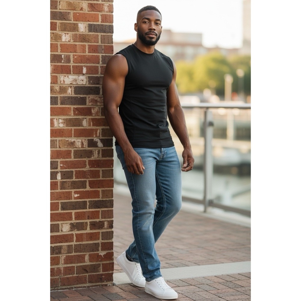 DEVOPS Tank Top Mens M Black Athletic Compression Sleeveless Shirt Polyester